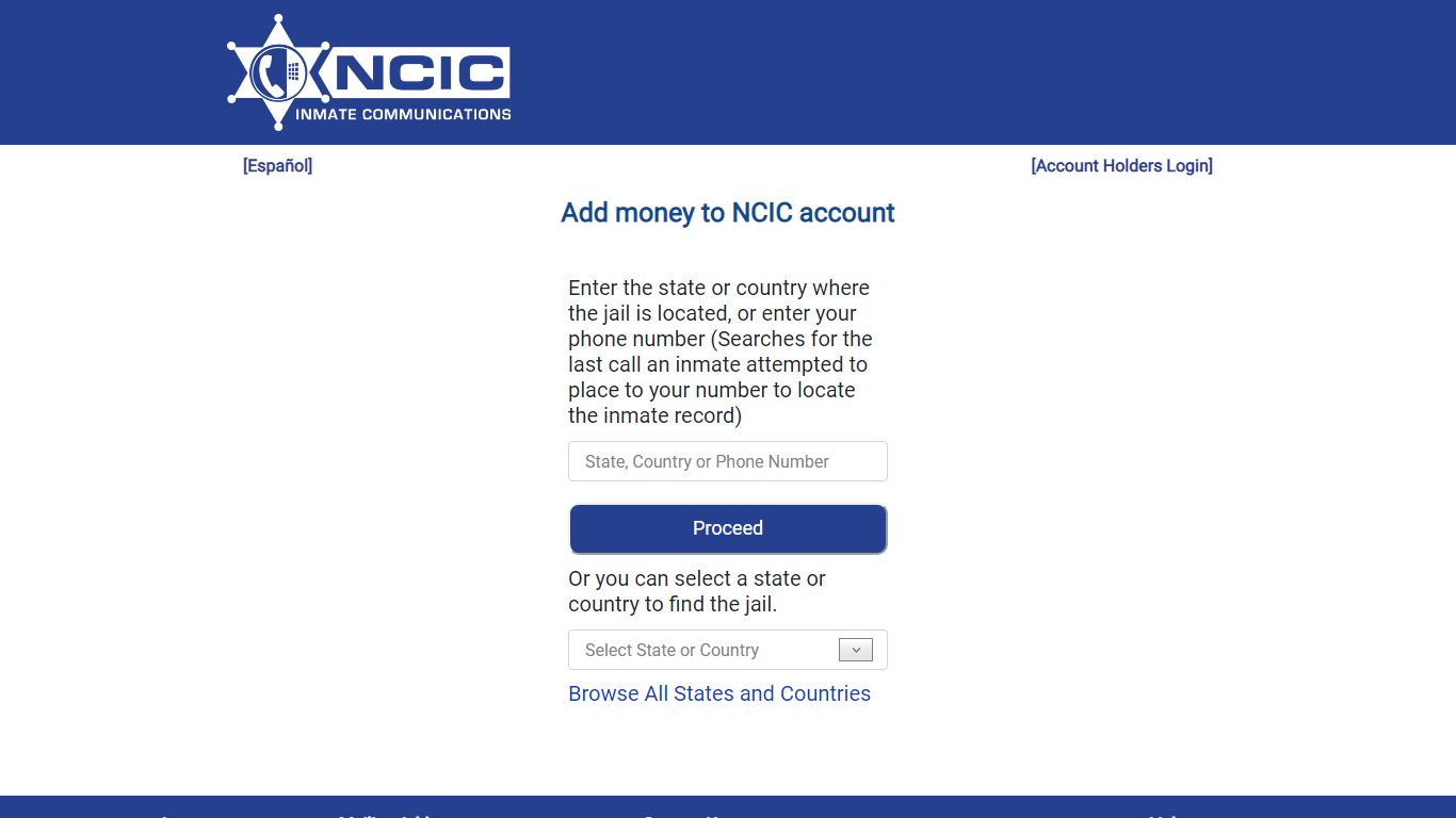 ICE - Customer Access - NCIC Inmate Communications
